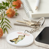 可愛おもしろいい猫のタイポグラフィよくはしゃぐ猫 キーホルダー (正面右)