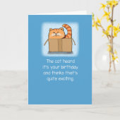 可愛おもしろいい猫の箱誕生日 カード (黄色い花)