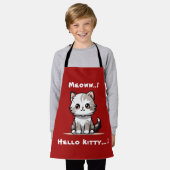 可愛おもしろいい猫キャットマスユーモア エプロン (着用した状態)