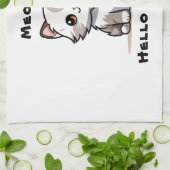 可愛おもしろいい猫キャットマスユーモア キッチンタオル (折り畳み)