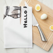 可愛おもしろいい猫キャットマスユーモア キッチンタオル (四つ折り)