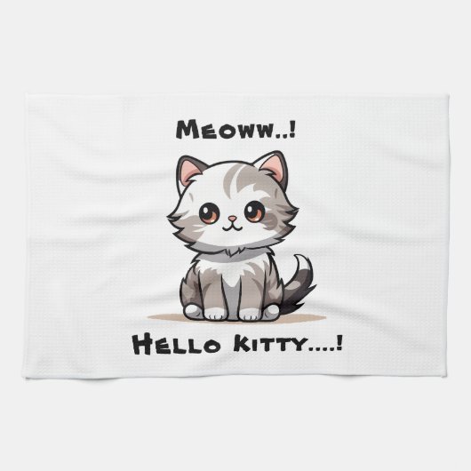 可愛おもしろいい猫キャットマスユーモア キッチンタオル (横)