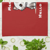 可愛おもしろいい猫キャットマスユーモア キッチンタオル (折り畳み)