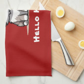 可愛おもしろいい猫キャットマスユーモア キッチンタオル (四つ折り)