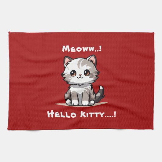 可愛おもしろいい猫キャットマスユーモア キッチンタオル (横)