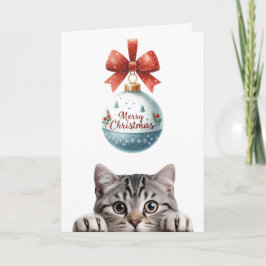 可愛おもしろいい猫クリスマス折りグリーティングカード カード