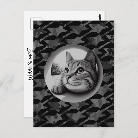 可愛おもしろいい猫クール元気な動物ハローニャー ポストカード (正面/裏面)