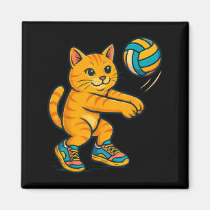 可愛おもしろいい猫バレーボール選手ファンティートレーナーT マグネット