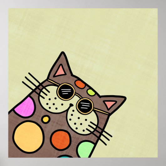 可愛おもしろいい猫ポートレート ポスター (正面)