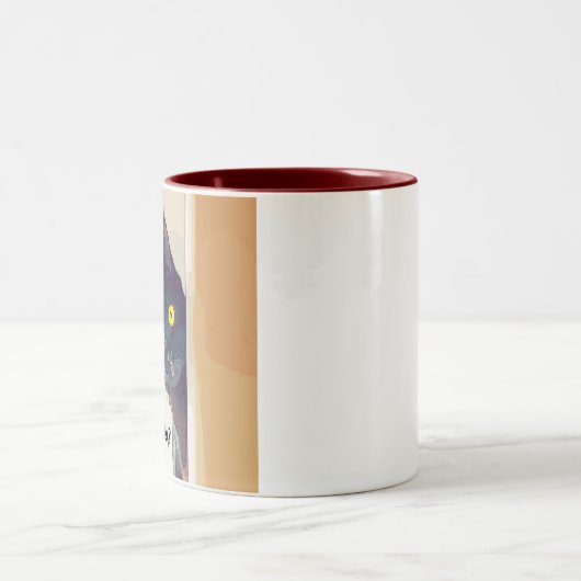 可愛おもしろいい猫マ図解入りの、写真付きのグ。 ツートーンマグカップ (中央)