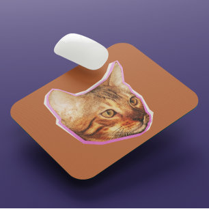可愛おもしろいい猫ミックスメディアコラージュ マウスパッド