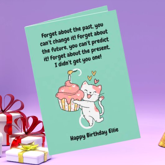 可愛おもしろいい猫モダン誕生日グリーティングカード カード