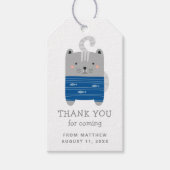 可愛おもしろいい猫動物。子供の誕生日感謝していユー ギフトタグ (正面)