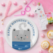 可愛おもしろいい猫子供/男の赤ちゃん動物の誕生日 ペーパープレート (パーティー)