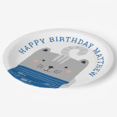 可愛おもしろいい猫子供/男の赤ちゃん動物の誕生日 ペーパープレート (アングル)