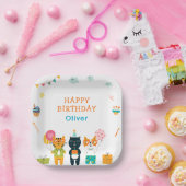可愛おもしろいい猫子猫誕生日第3紙プレート ペーパープレート (パーティー)
