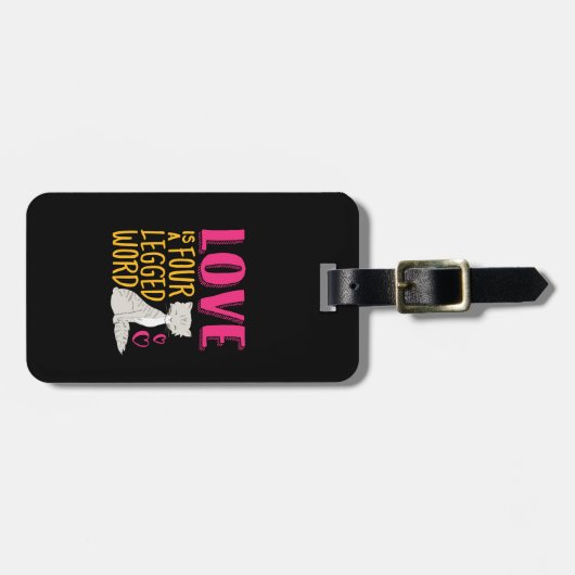 可愛おもしろいい猫引用文愛は四本足の言葉 ラゲッジタグ (正面横)