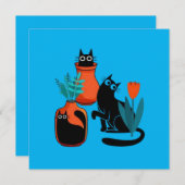 可愛おもしろいい猫漫画イラストレーション、かわいい猫アート セーブザデート (正面/裏面)