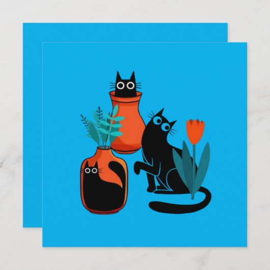 可愛おもしろいい猫漫画イラストレーション、かわいい猫アート セーブザデート (正面/裏面)