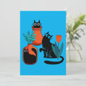 可愛おもしろいい猫漫画イラストレーション、かわいい猫アート 招待状 (スタンド正面)