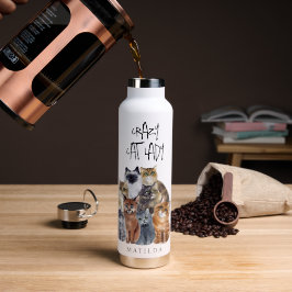 可愛おもしろいい猫熱狂するの女性 ウォーターボトル