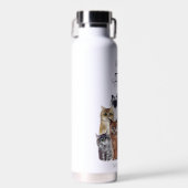 可愛おもしろいい猫熱狂するの女性 ウォーターボトル (正面)