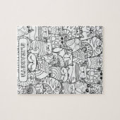 可愛おもしろいい猫禅ドードルカラーリング名前をカスタムするジ ジグソーパズル (横)