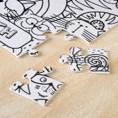 可愛おもしろいい猫禅ドードルカラーリング名前をカスタムするジ ジグソーパズル (側面)