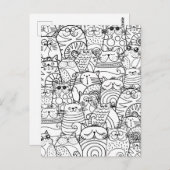 可愛おもしろいい猫禅リラックスドール大人色 ポストカード (正面/裏面)