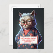 可愛おもしろいい猫背の老猫 シーズンポストカード (正面/裏面)