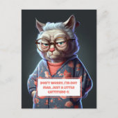 可愛おもしろいい猫背の老猫 シーズンポストカード (正面)