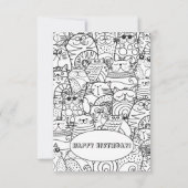 可愛おもしろいい猫集団zen Doodleカラーリングカード サンキューカード (正面)