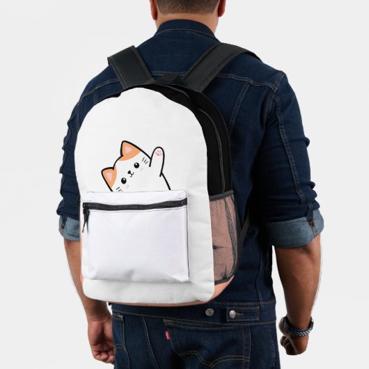 可愛おもしろいい猫 プリントバックパック (インサイチュ (モデル))