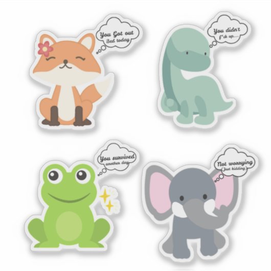 可愛おもしろいい生き物引用文 シール (正面)