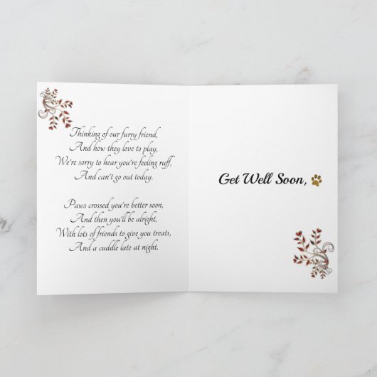 可愛おもしろいい病気のペットが上手に詩を作る カード (内部)