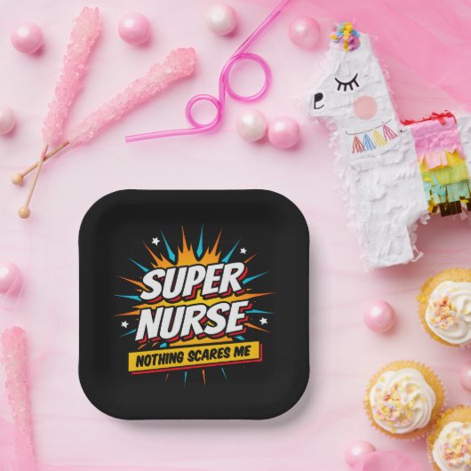 可愛おもしろいい皮肉スーパーヒーローナース鑑賞 ペーパープレート (パーティー)