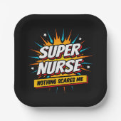 可愛おもしろいい皮肉スーパーヒーローナース鑑賞 ペーパープレート (正面)