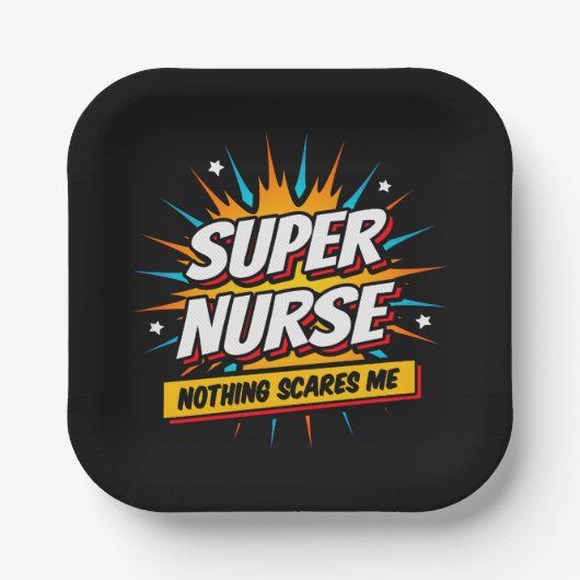 可愛おもしろいい皮肉スーパーヒーローナース鑑賞 ペーパープレート (正面)