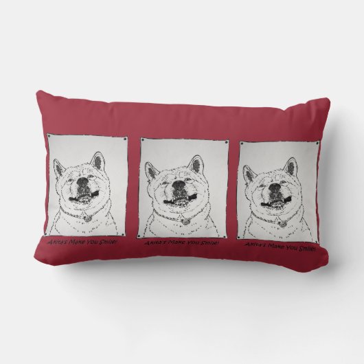 可愛おもしろいい秋田の笑顔のリアルな犬芸術 ランバークッション (裏面)