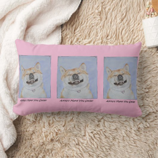 可愛おもしろいい秋田の笑顔のリアルな犬芸術 ランバークッション (ブランケット)