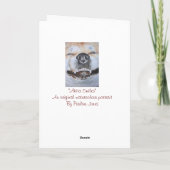 可愛おもしろいい秋田の笑顔のリアル犬のポートレートアート カード (裏面)