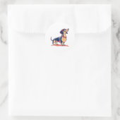 可愛おもしろいい立ち犬 ラウンドシール (バッグ)