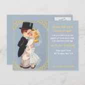 可愛おもしろいい結婚テンプレート インビテーションポストカード (正面/裏面)