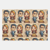 可愛おもしろいい結婚夫婦 ラッピングペーパーシート (正面3)