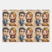 可愛おもしろいい結婚夫婦 ラッピングペーパーシート (正面2)