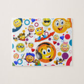 可愛おもしろいい絵文字とカラフルの円 ジグソーパズル (横)