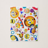 可愛おもしろいい絵文字とカラフルの円 ジグソーパズル (縦)