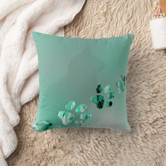 可愛おもしろいい緑の猫足 クッション (ブランケット)