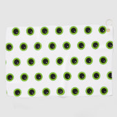 可愛おもしろいい緑の瞳 ゴルフタオル (横)