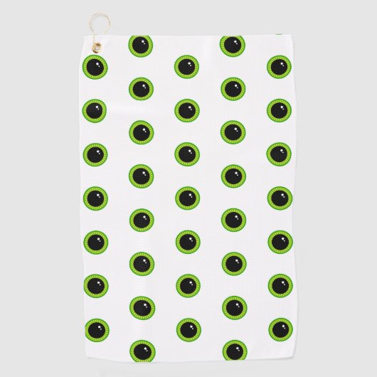 可愛おもしろいい緑の瞳 ゴルフタオル (正面)